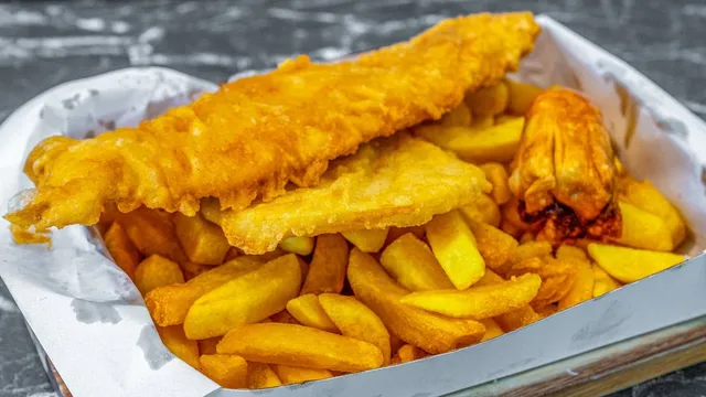 Fish and chips pack ready to go