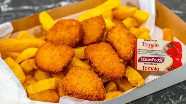 Battered fish fillets golden and crispy